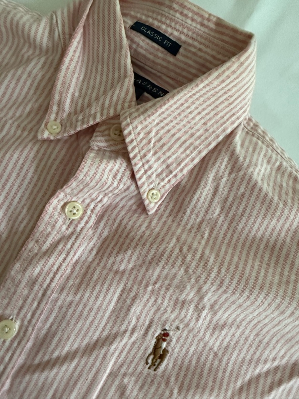 Polo by Ralph Lauren Pink and White Striped Button-Down Shirt